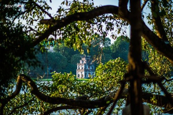 Turtle Tower rests at the centre of 'the Lake of the Restored Sword.'