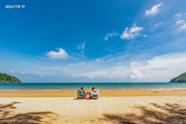 Long white sand with crystal clear water