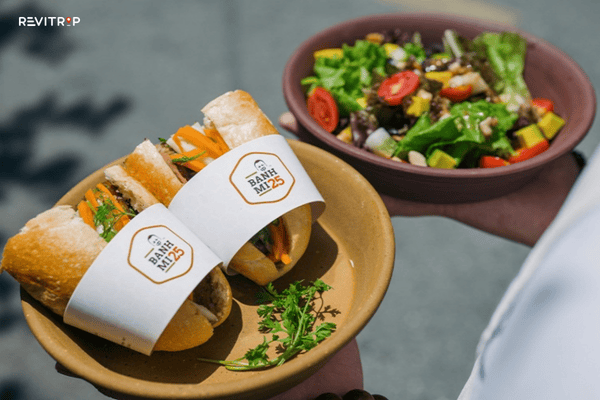 Banh Mi 25 Hanoi street stall with the famous crispy Vietnamese sandwich