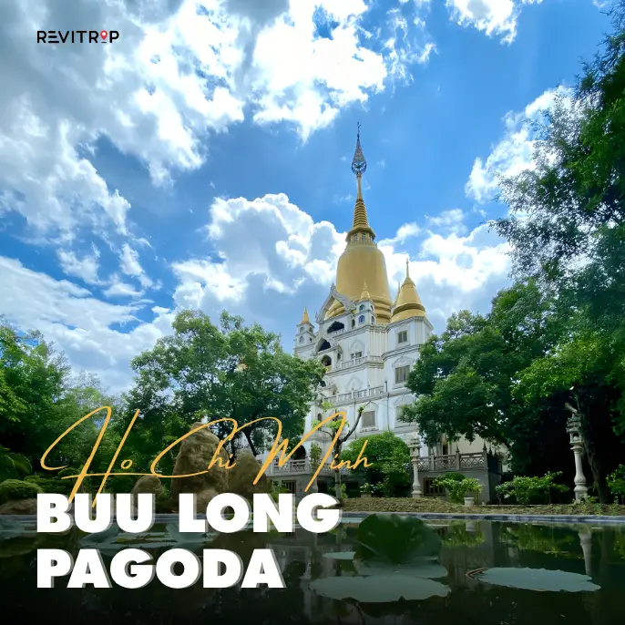 buu long pagoda ho chi minh city — Gotama Cetiya stupa reflected in jade green pool