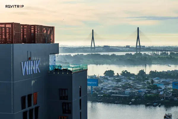 Wink Hotel Can Tho bold modern design interior and rooftop pool overlooking Can Tho city center