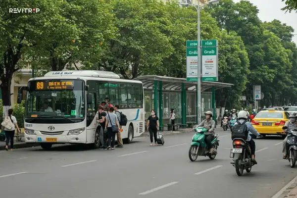 Can Tho airport transfer options including taxi and Grab ride-hailing at the arrivals exit of Can Tho International Airport