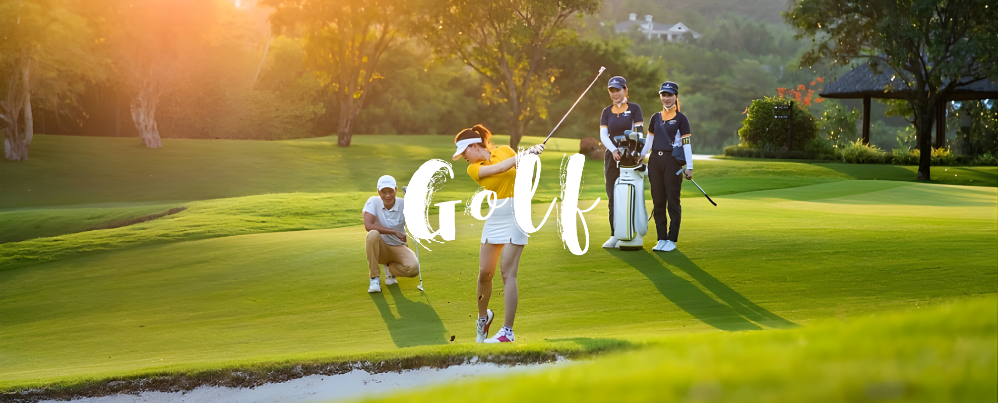 Golf course along Vietnam central coast with ocean view fairways