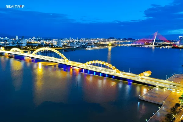 Han River after sunset with lights beginning to reflect on the water