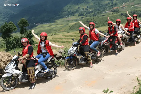 Motorbike rider on the mountain road from Hanoi to Sapa