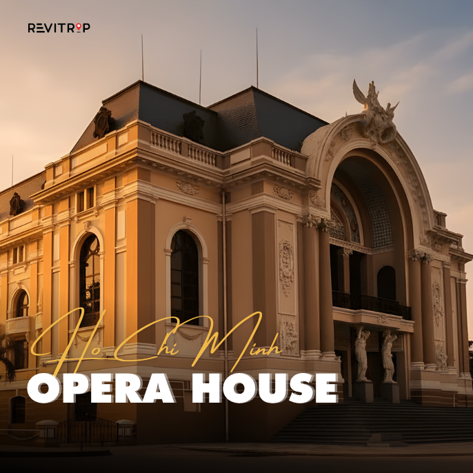 ho chi minh city opera house — French colonial facade lit up at night