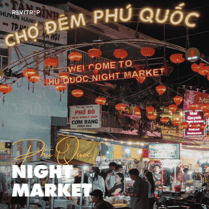 Phu Quoc Night Market showing food stalls and crowds